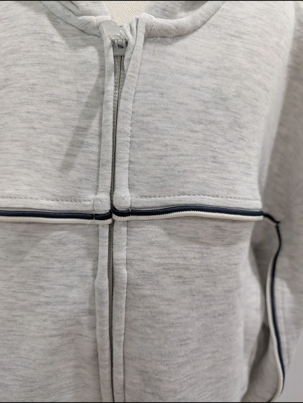 Zara‎ Heather Gray Hooded Zip Jacket with Navy Piping